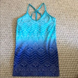 Blue athetic top with built in cami